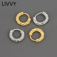 livvy silver color concave convex surface simple round earrings charm women trendy jewelry vintage party accessories gifts