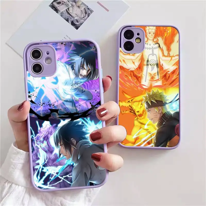 

N-Naruto Akatsuki Kakashi Itachi Phone Case For iphone 13 12 11 xr xs x 7 8 pro max light purple Soft TPU Silicone Clear Case
