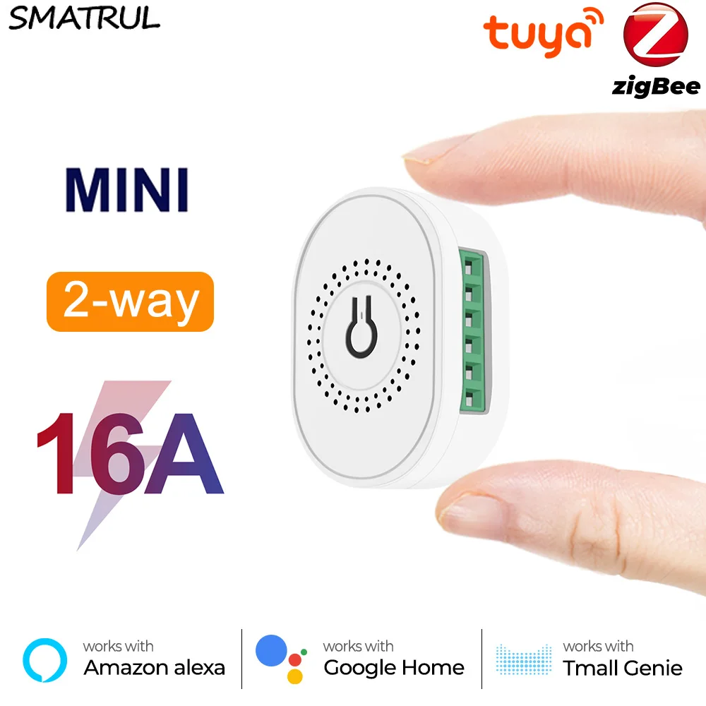 

SMATRUL Tuya ZigBee Smart Light Switch Module 16A Mini Automation DIY Breaker 2 Way Timing Control For Alexa Google Home Gateway
