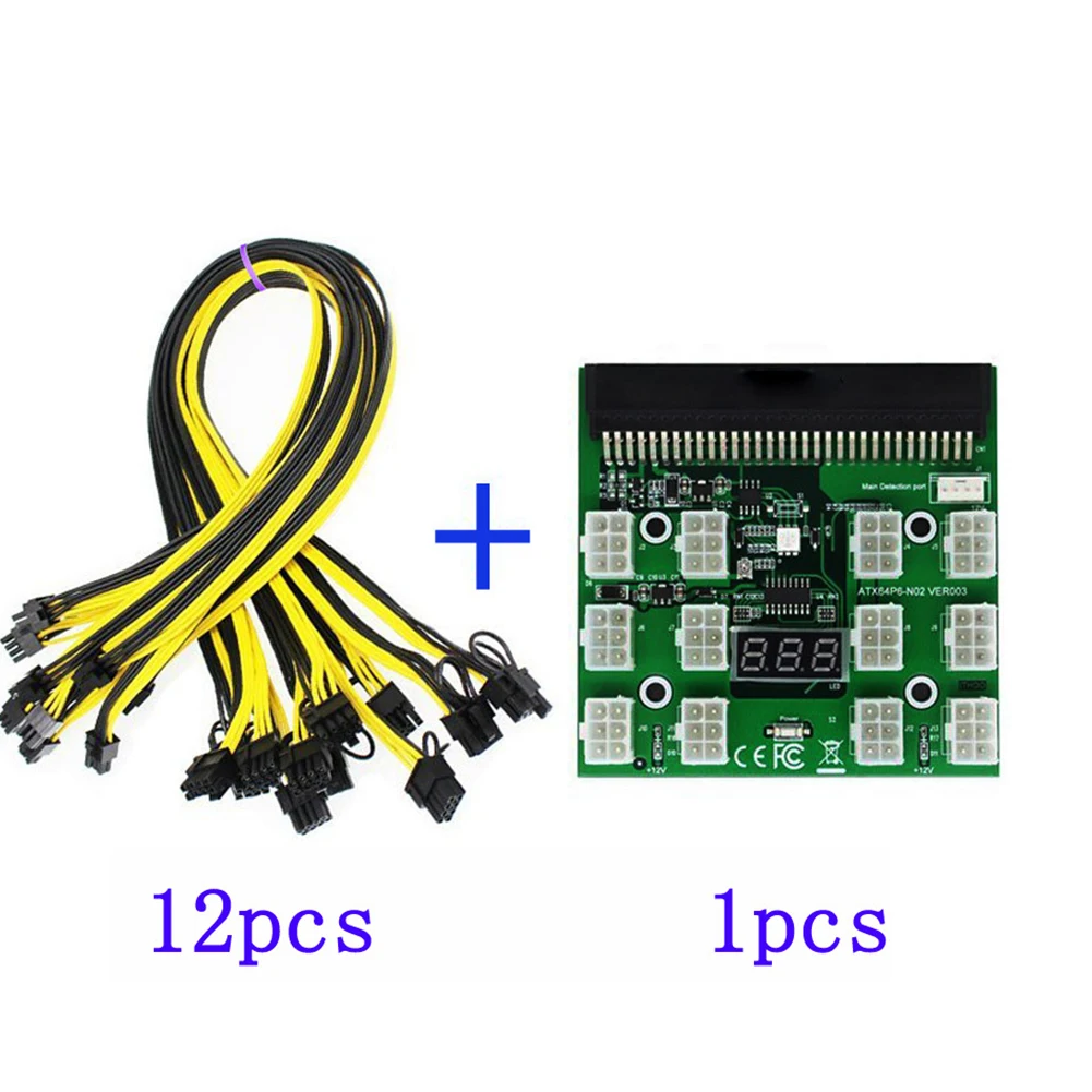 Conversion +12pcs 6Pin to 8Pin 18AWG Power Cable Module Breakout Board for HP 750W 1200W PSU Server BTC  Компьютеры и