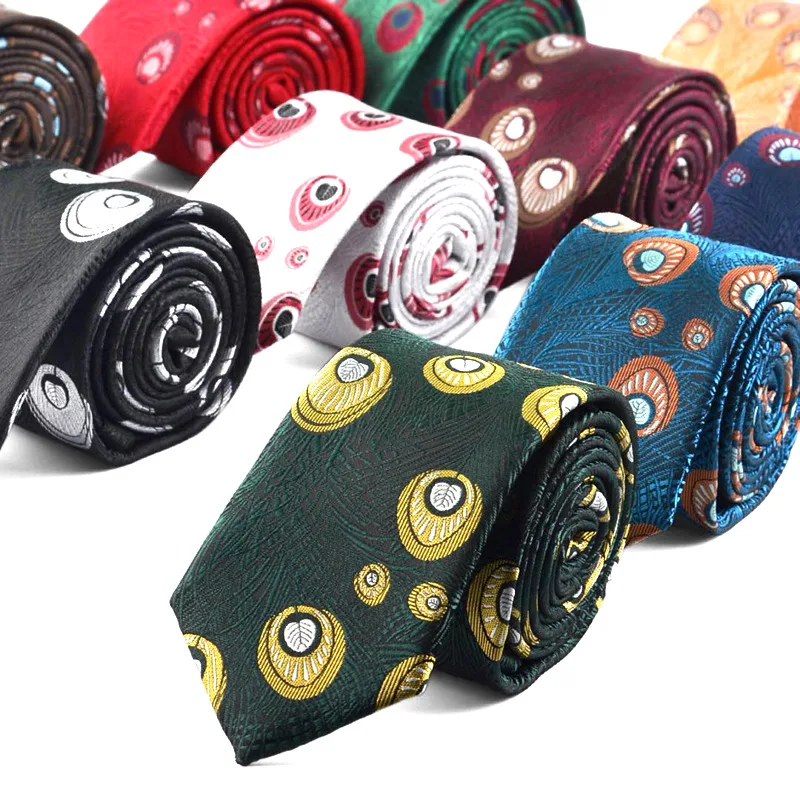 Мужской галстук 6 см узкий Модный повседневный зеленый с павлиньими перьями