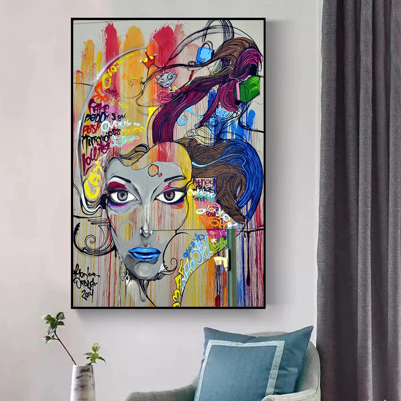 

Abstract Graffiti Art Canvas Poster Print Modern Home Decor Abstract Wall Art Painting Nordic Living Room Decoration Picture