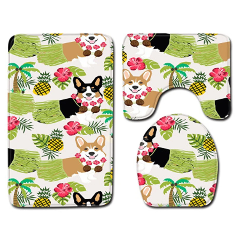 Мультяшный собачий коврик для ванной фланелевый Противоскользящий унитаза