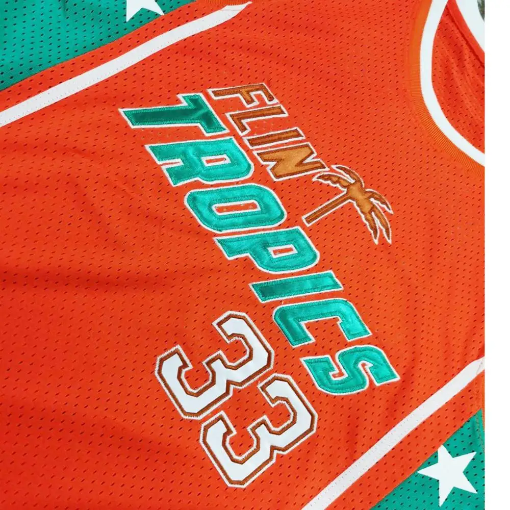 

BG Basketball Jerseys Flint Tropics 33 Moon Jersey Embroidery Sewing Outdoor Sportswear Hip-hop Culture Movie Orange