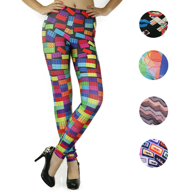 Женские длинные штаны с мультяшным принтом леггинсы брюки для фитнеса