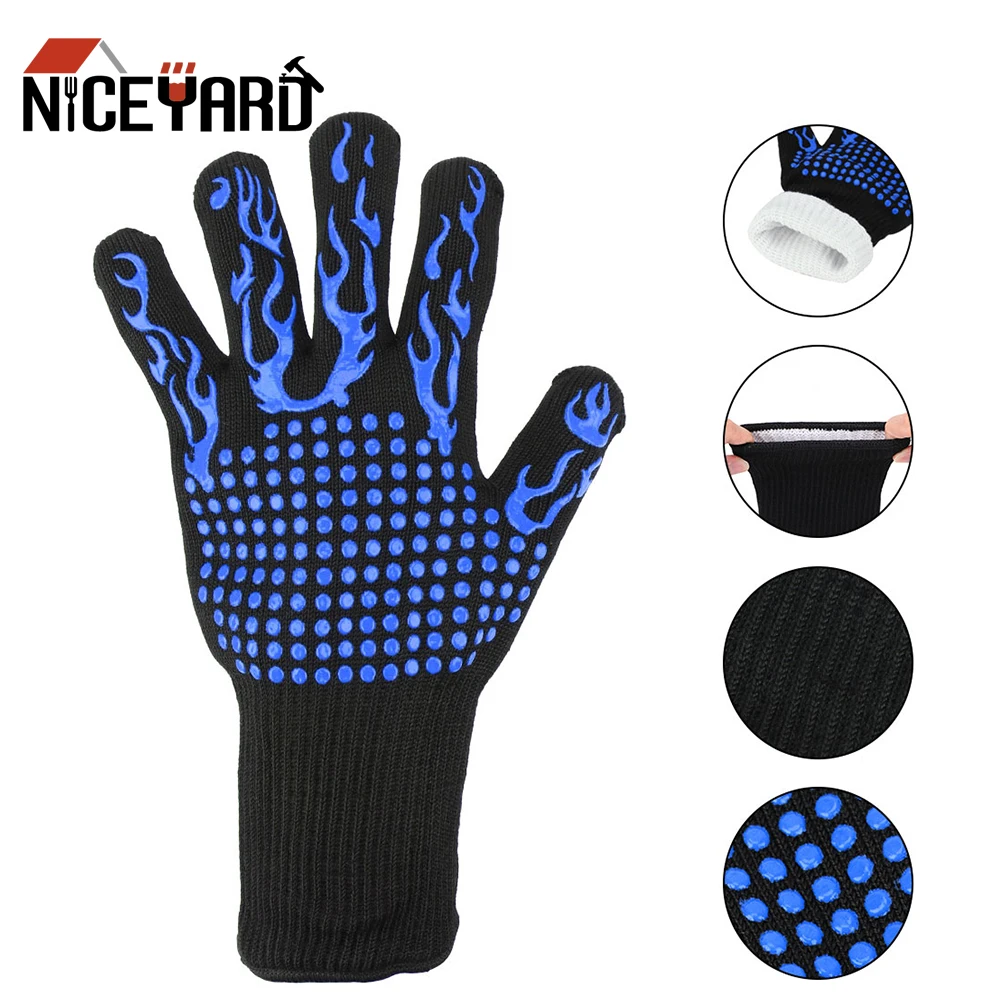 

Extreme Heat Resistant Microwave Oven Gloves Fireproof Flame Retardant Non-slip 300-500 Centigrade BBQ Fire Gloves Bakeware