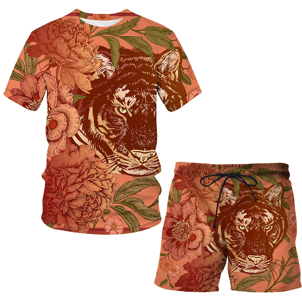 

Fashion hot Luxury 3D Printed New Fashion Suit Summer Short Sleeve+Shorts O-neck Girls Tees Man / Woman Casual Men clothing Tops