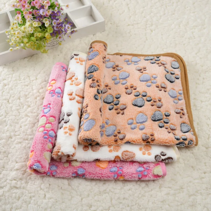 

Soft Pet Bed Mat Cover Small Medium Large Towl Paw Handcrafted Print Cat Dog Fleece Soft Blanket Puppy Pet Supplies