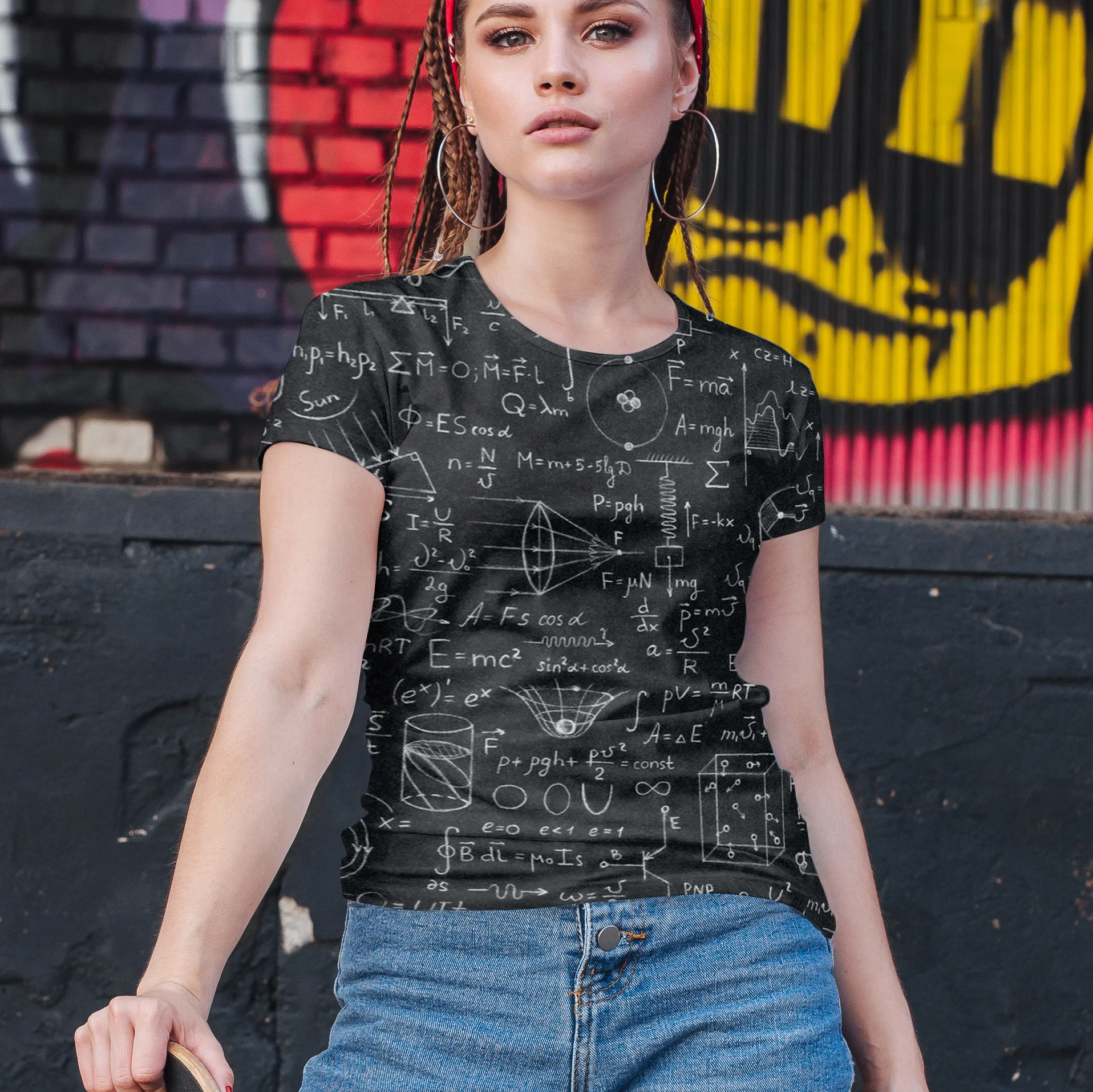 

Summer 3D printed women's T-shirt artistic imagination color earth breathable fashion street fitness plus size