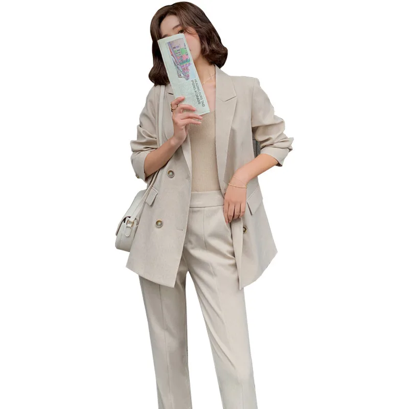 

suits female in the autumn of 2020 the new western style minus age small two-piece suit jacket + elastic waist trousers