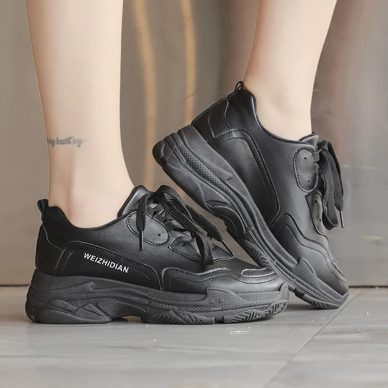 Дышащие повседневные кроссовки на шнуровке Уличная обувь толстой подошве для