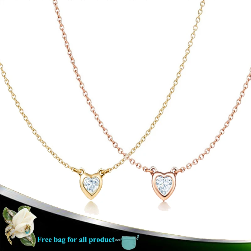 

Classical charm Mini love heart zircon pendant Women necklace S925 Sterling silver Original Luxury brands Jewelry Fashion gift