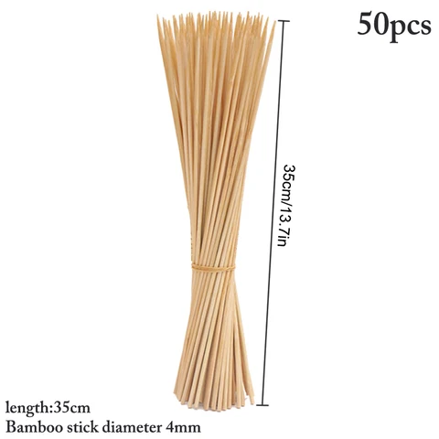 50 шт бамбуковые шпажки одноразовые натуральные шашлычная палочки бамбуковые обжарки шампуры из бамбука для мяса инструмент длинные палочки для барбекю палочки