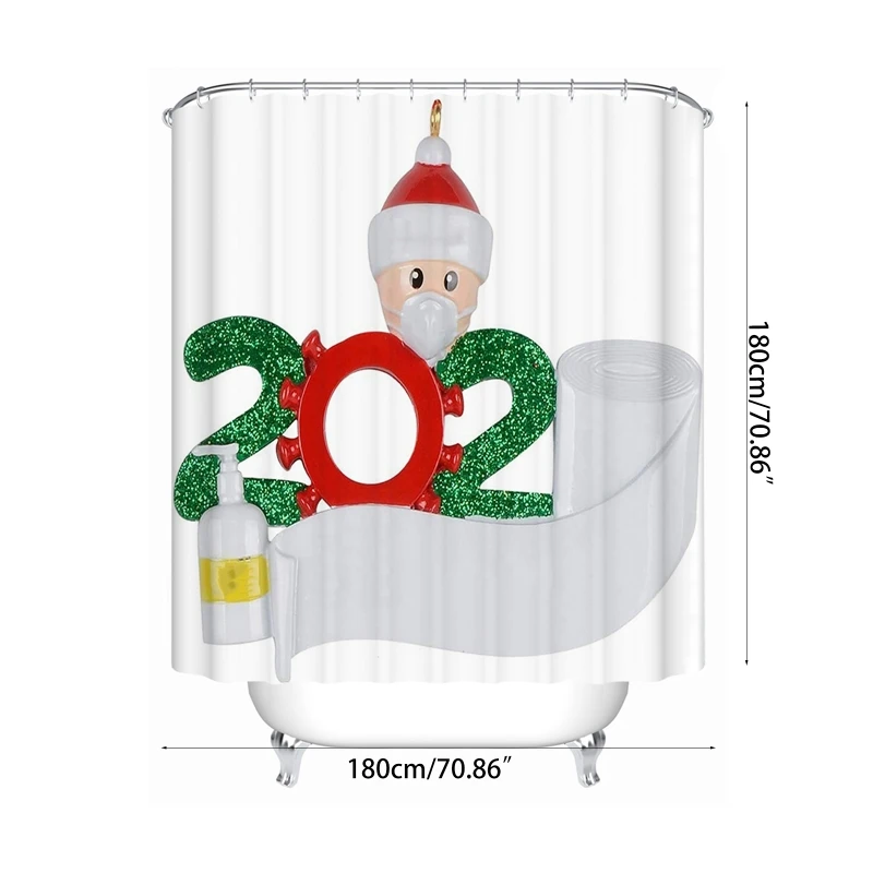 

Christmas Shower Curtain 2020 Quarantine Survivor Family Customized Christmas Party Decoration 1-7 Family Members