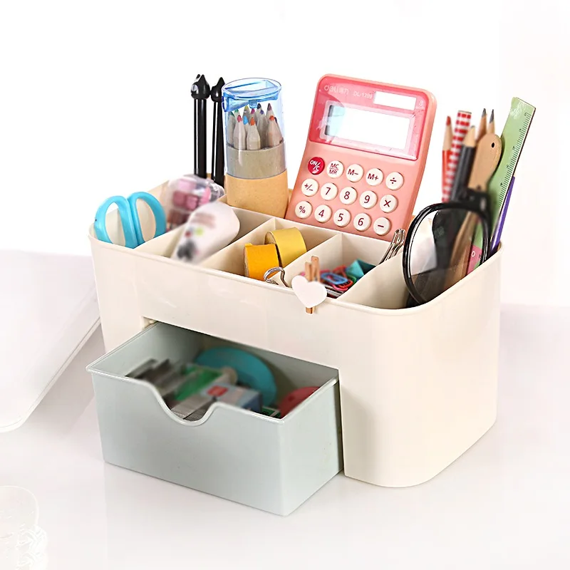 

Simple Plastic Desktop Cosmetic Box With Drawer Type Multifunctional Jewelry Box Storage Box Desk Storage