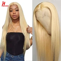 hairugo 613 blonde t part lace closure human hair wigs t part closure wigs peruvian remy preplucked colored wigs for black women