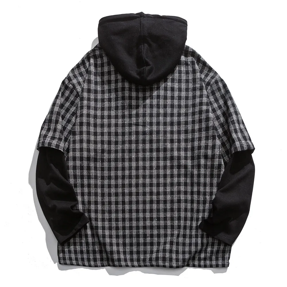 Женские полосатые клетчатые накладные толстовки из двух частей повседневный