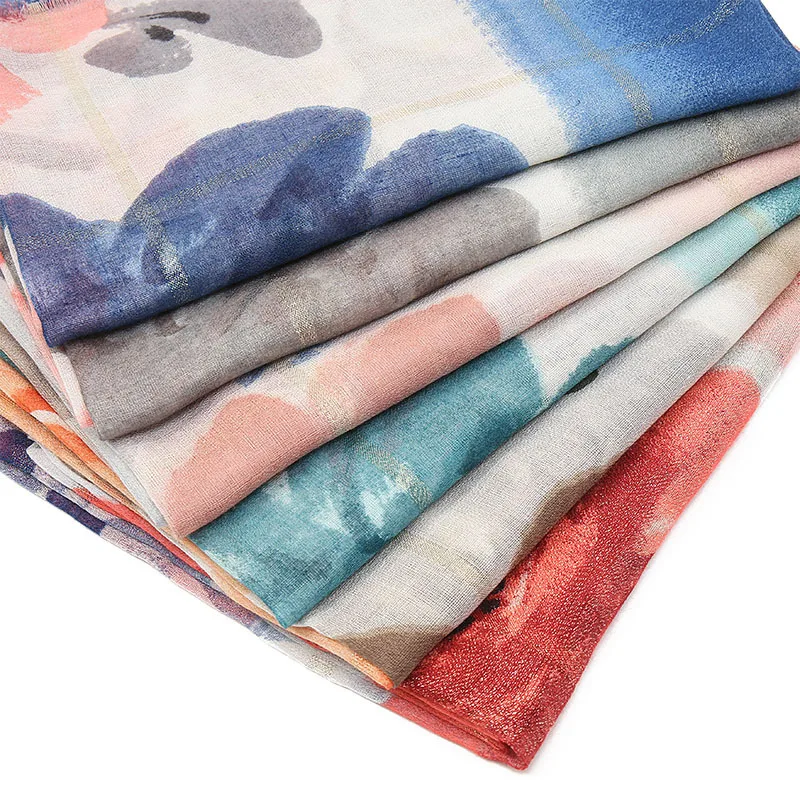 Шарф с градиентным люрексом блестящий цветочный рисунок 2021 осенние шарфы хиджаб