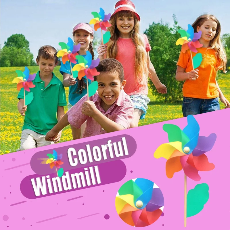 

Plastic Windmill Kids Toy Pinwheel Wind Spinner DIY Multicolour Windmill Garden Lawn Windmill Decoration Outdoor Decoration