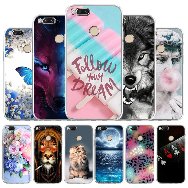 

Cool Black Case For Xiaomi Mi A1 Cases Multi-style Animal Flower Painted Cover For Xiaomi Mi A1 MDG2 MDI2 5.5 inch
