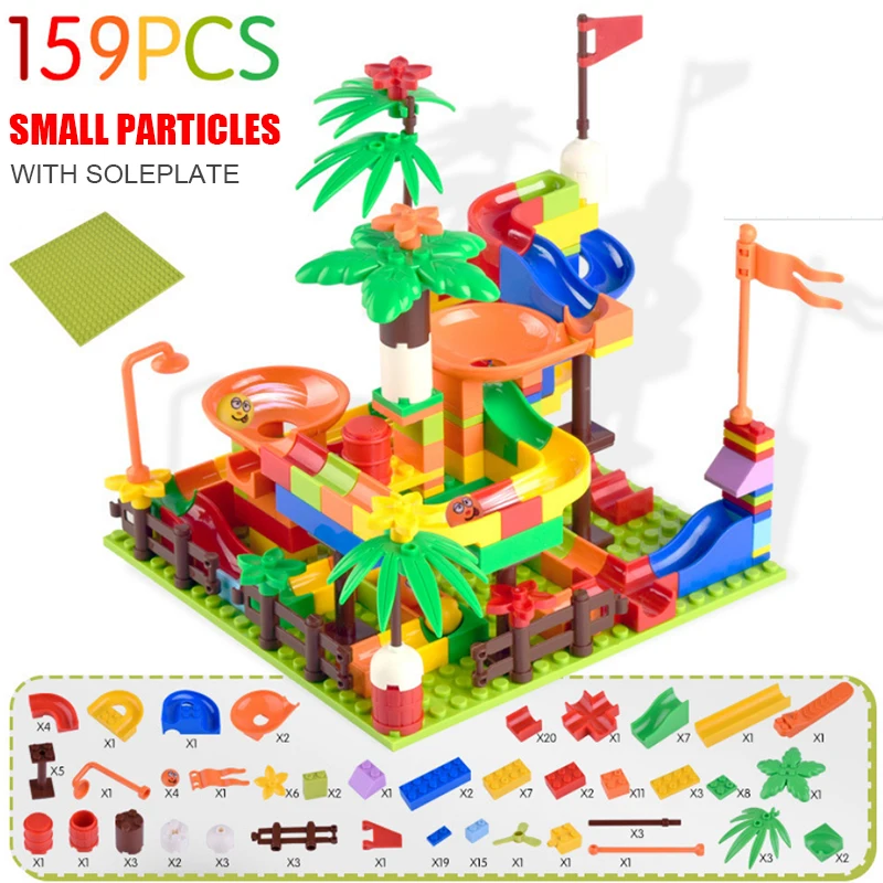 Детские развивающие игрушки строительные блоки сделай сам горка трек