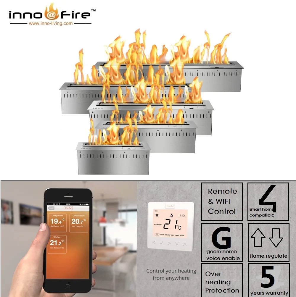 Inno-Fire 72  inch real fire intelligent smart automatic eco smart ethanol fireplace
