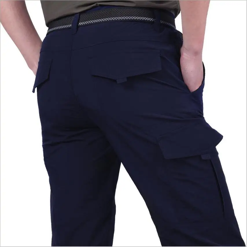 Мужские флисовые брюки-карго темно-синие утепленные Непродуваемые брюки с