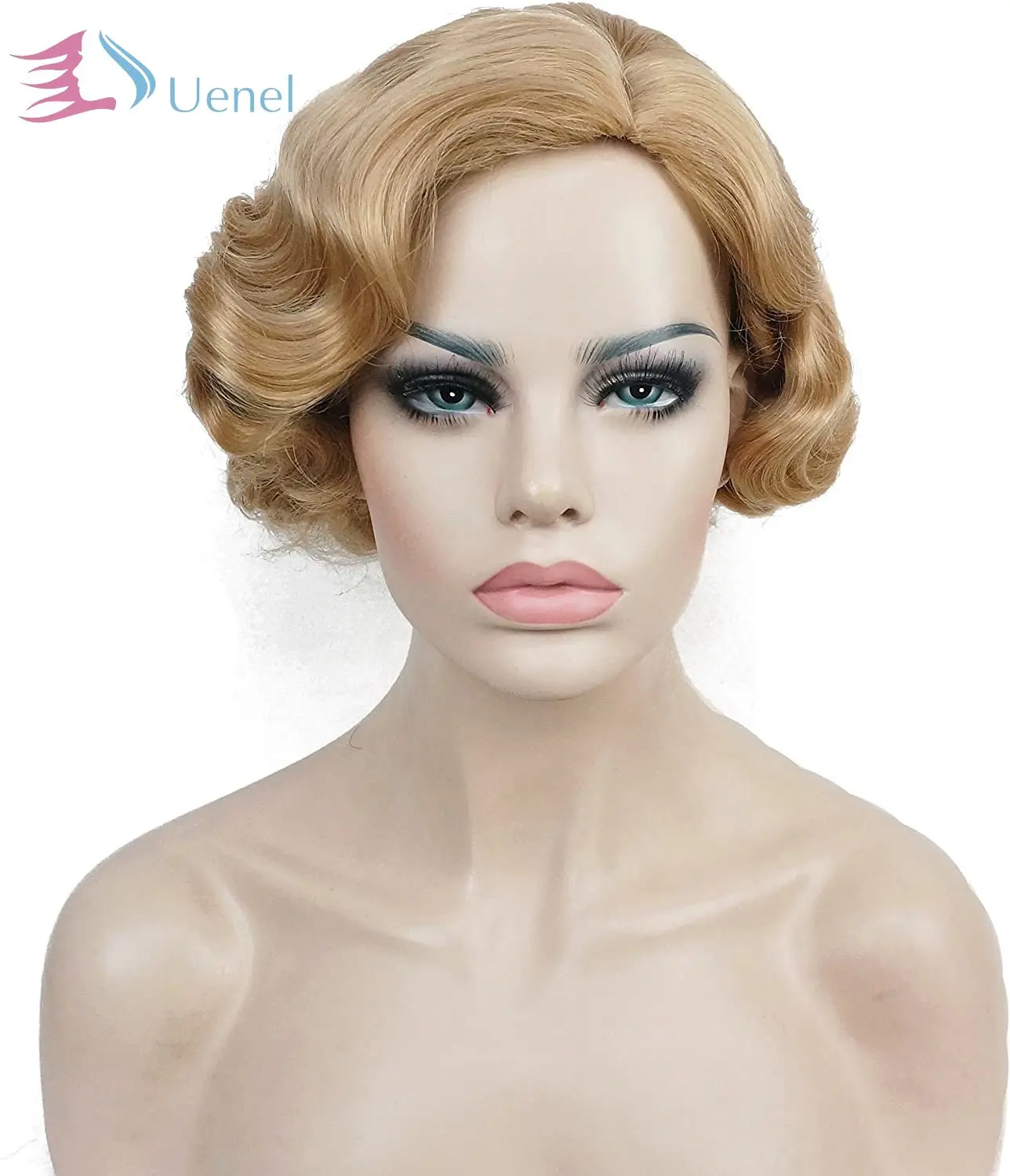 

Uenel Vintage Cosplay Party Wig Short Finger Wavy Flapper Hairpiece Women Wig
