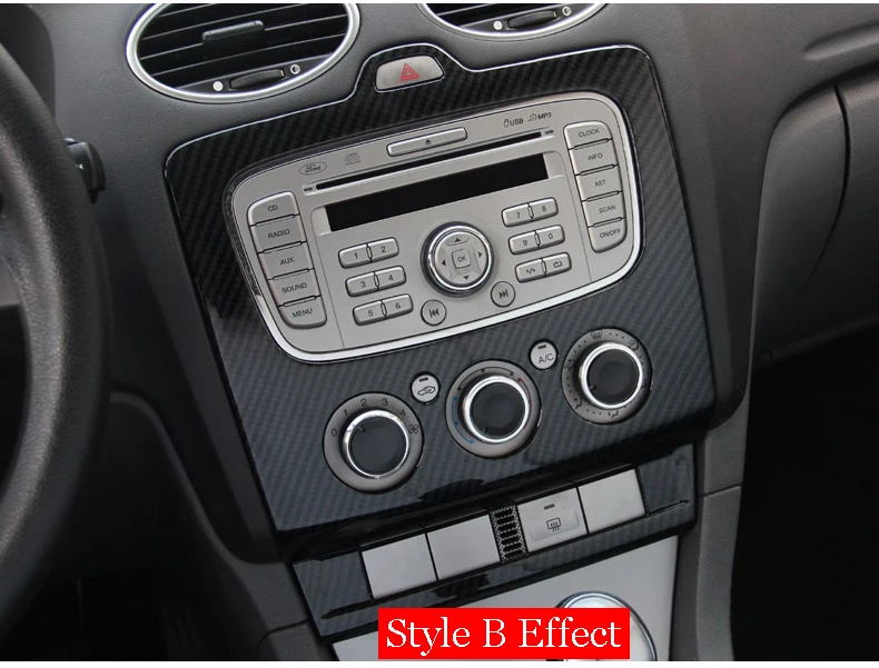 Для Ford для Focus Mk2 2009 2010 интерьер ABS Автомобильная Центральная панель управления AC аудио управление украшение крышка отделка автомобиля Стайлинг