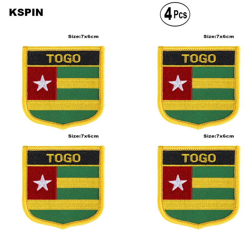 Того Shiled форма флаг нашивки с национальным флагом для одежды DIY украшения PT0051-S |