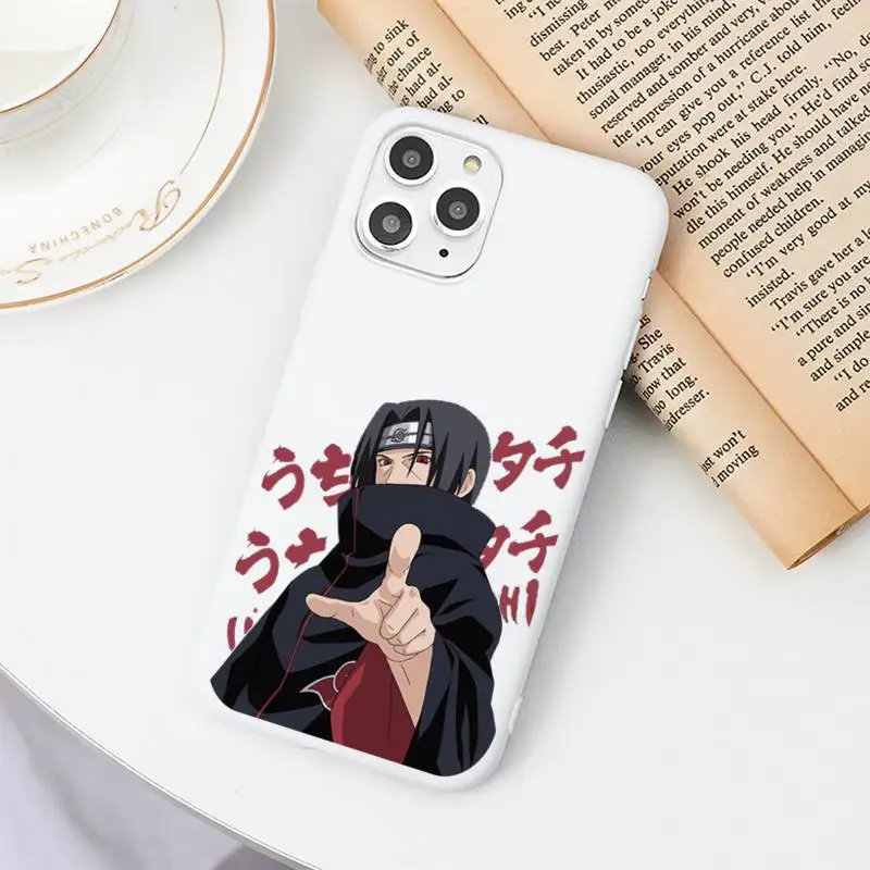 

Anime Naruto Itachi Phone Case Candy Color White for iPhone 11 pro XS MAX 8 7 6 6S Plus X 5S SE 2020 XR