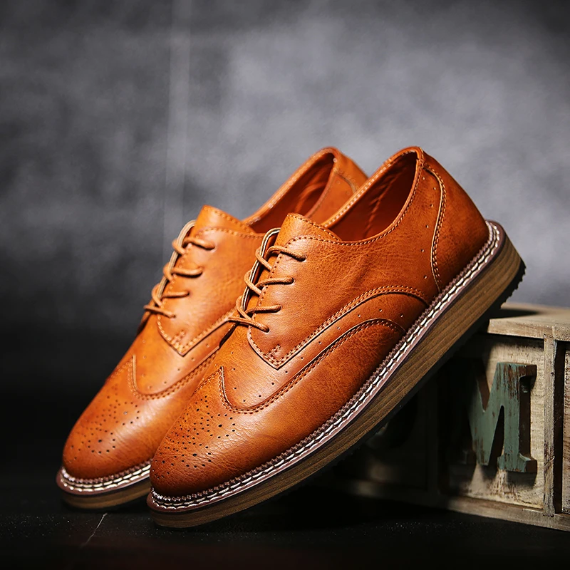 

New Arrivals High Quality Lace-up Pu Leather Casual Fashion Low Heel Trendy Oxfords Shoes for Men Zapatos De Hombre KE342