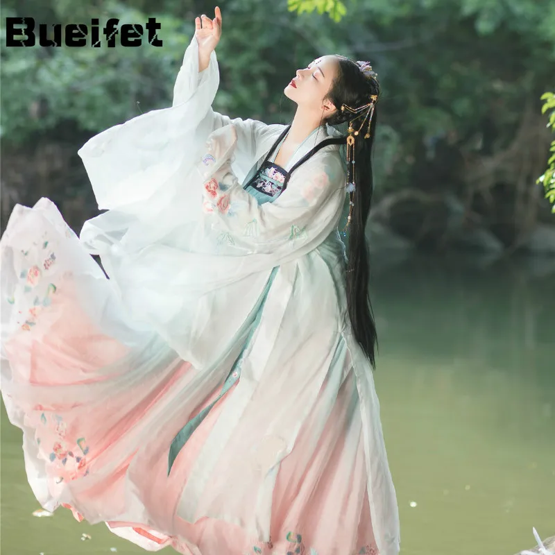 

Традиционная одежда Hanfu Famale Han Dynasty, танцевальная одежда принцессы для девочек, Восточное сказочное платье, одежда для выступлений певиц