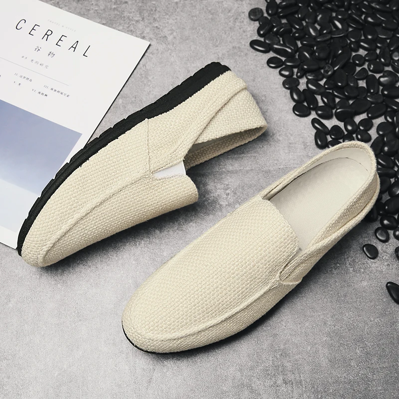 Men Breathable Shoes Cotton and linen Male Flat Slipe Sets of Feet Driving Lazy Walking Peas shoes Sneakers Low YGb-6000 | Спорт и