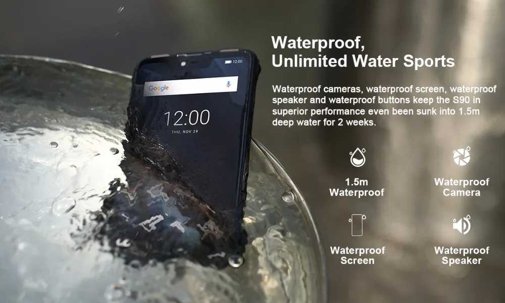 DOOGEE S90 IP68/IP69K прочный мобильный телефон Быстрая зарядка 6,18 ''19:9 экран 5050 мАч Восьмиядерный 6 ГБ 128 ГБ Android 8,1 Поддержка nfc