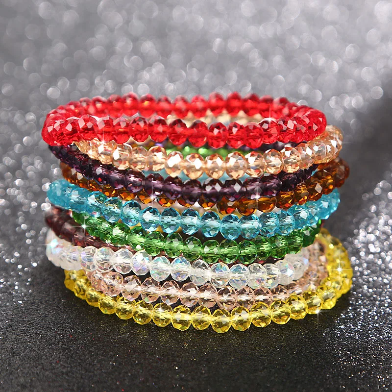 

New Artificial Austria Crystal Bracelet Fashion Shiny Stone Beads Elasticity Rope Strand Bracelets for Women Jewelry