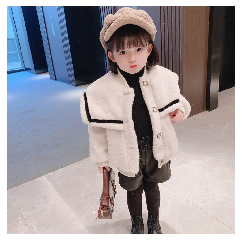 

Jacket for Girls Autumn and Winter 2020 New Fashionable Fleece -Lined Thick Lambskin Coat