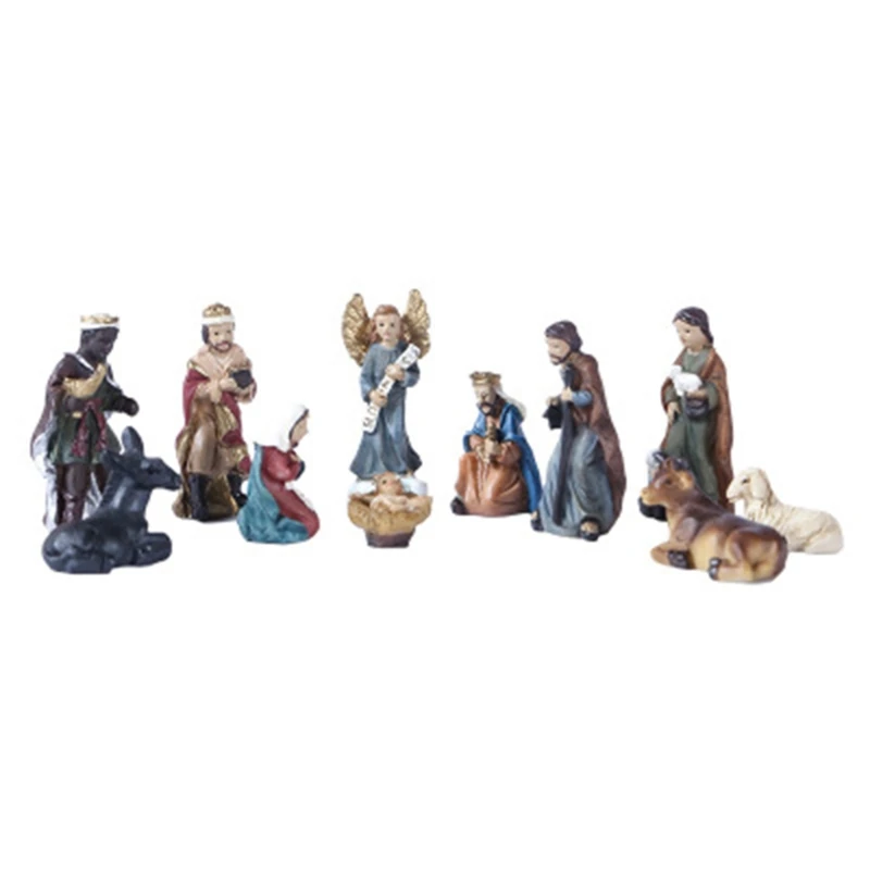 

Christ Nativity Statue Scene Set Baby Jesus Manger Figurines Religious Ornaments H3CC