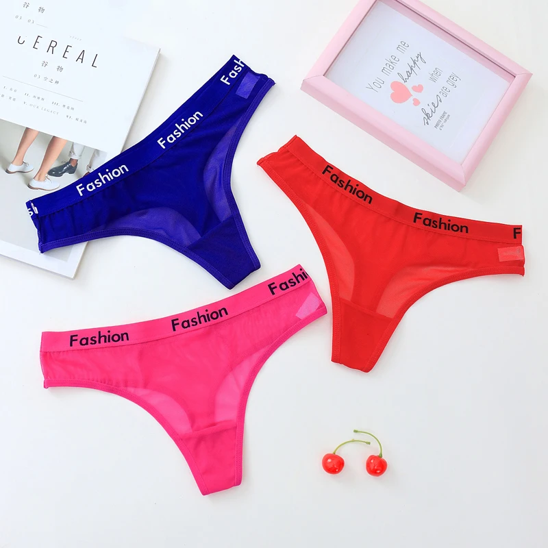 3 шт./лот сексуальные прозрачные сетчатые трусики стринги с низкой талией для