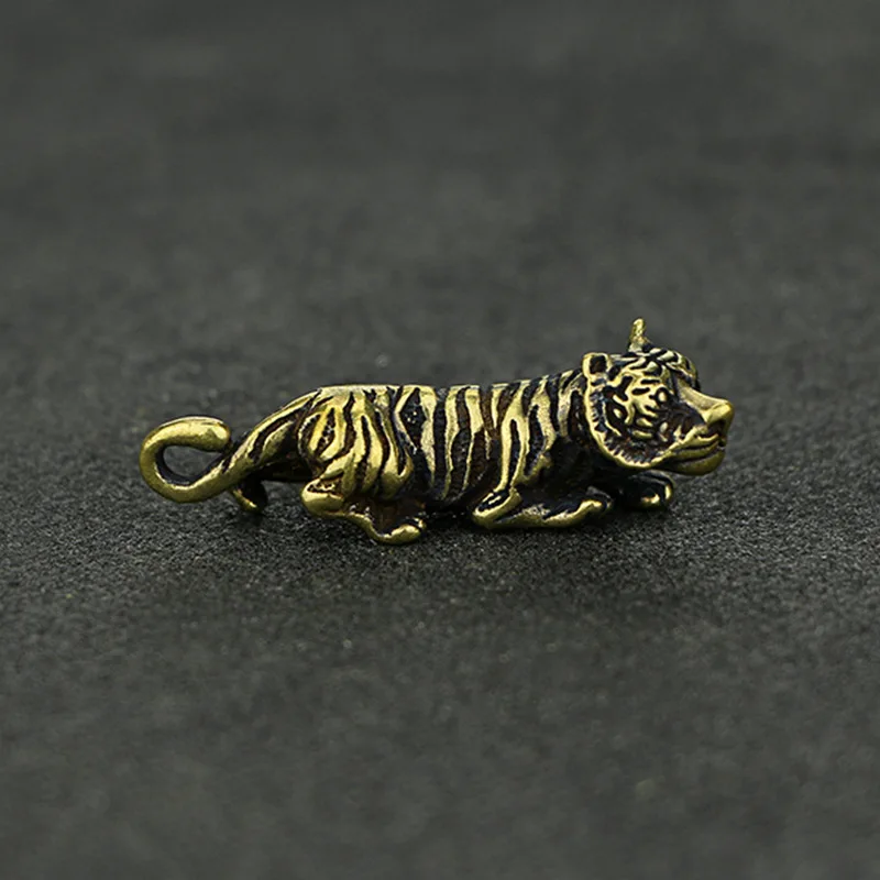 Мини латунная статуя тигра яркая модель винтажное украшение животное скульптура