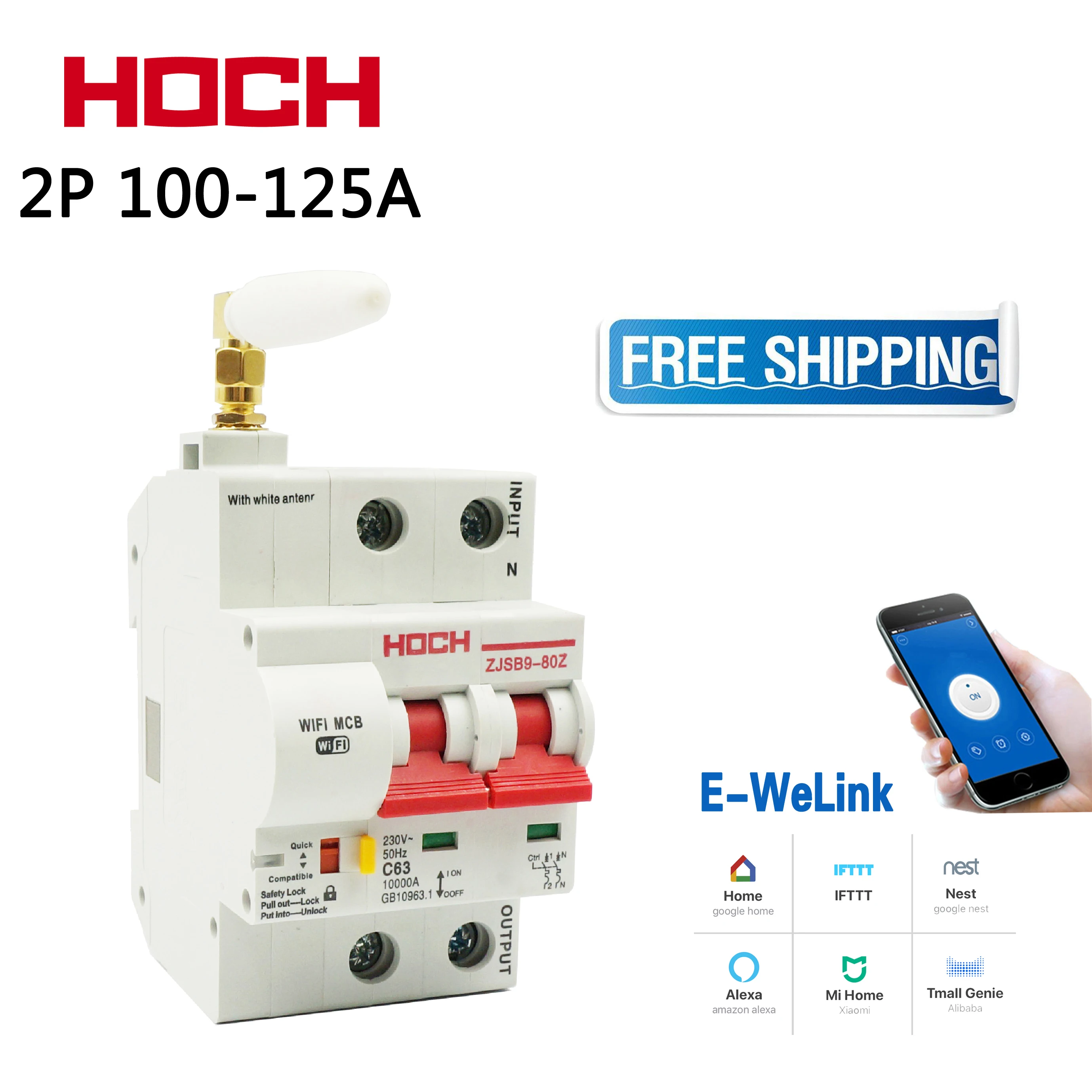 HOCH Smart 2P WiFi автоматический выключатель с дистанционным управлением умный рекусер