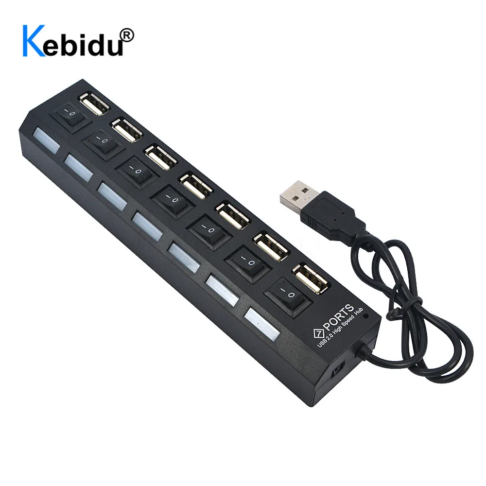 Kebidu концентратор 4/7 портов USB разветвитель 2 0 многоразовые разветвители с