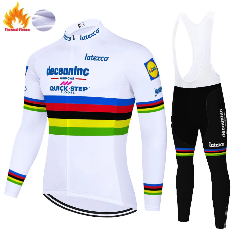 Термальность флис uniforme ciclismo hombre QUICK STEP Длинные рукава Велоспорт Джерси 9D