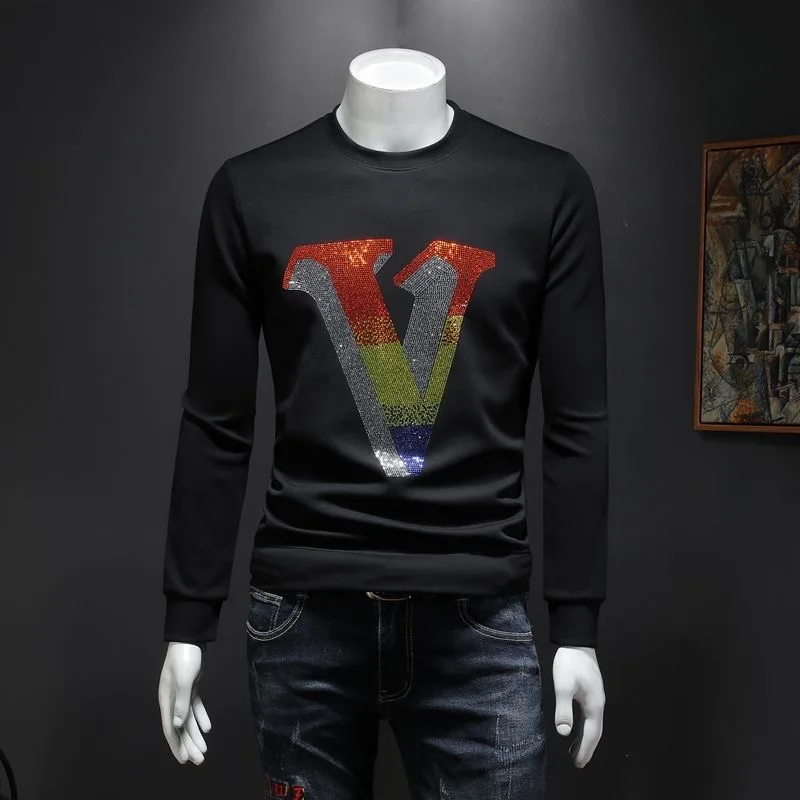 

Autumn Hoodie Rhinestone Design Letter Trend Men's Hoody Warm and Comfortable New Hip Hop Pullover High Quality Hot Sale