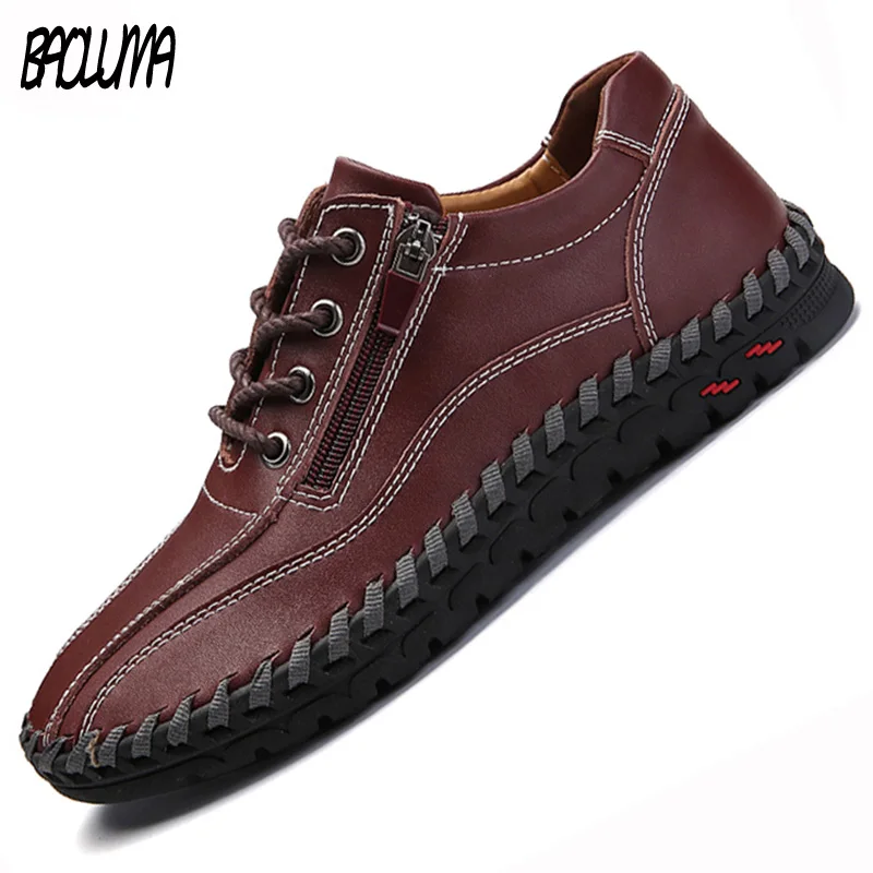 Осенние мужские повседневные туфли высококачественные кожаные кроссовки для