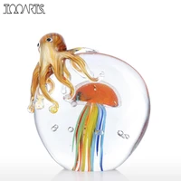tooarts color octopus and jellyfish sculpture handmade glass ornament animal figurine home decor gift home accessories