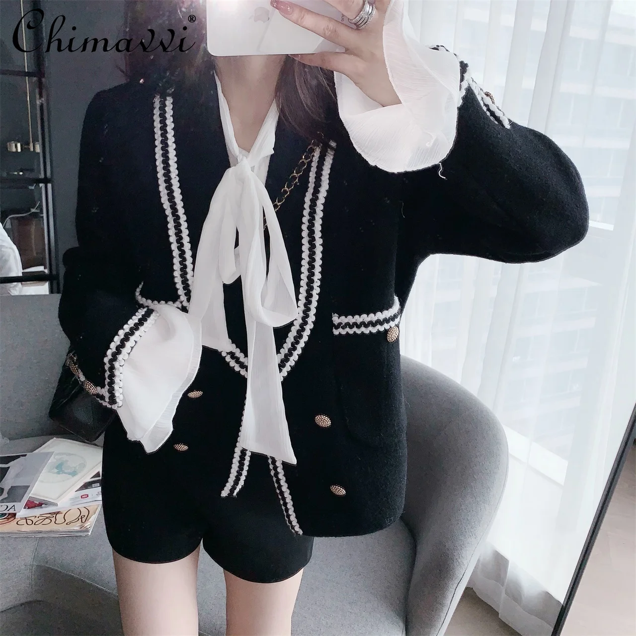 

Temperament Wave Bright Line Edge Large Lapel Coat 2021 Autumn New Fashion Warm Artificial Mink Fur Sweater Cardigan Women