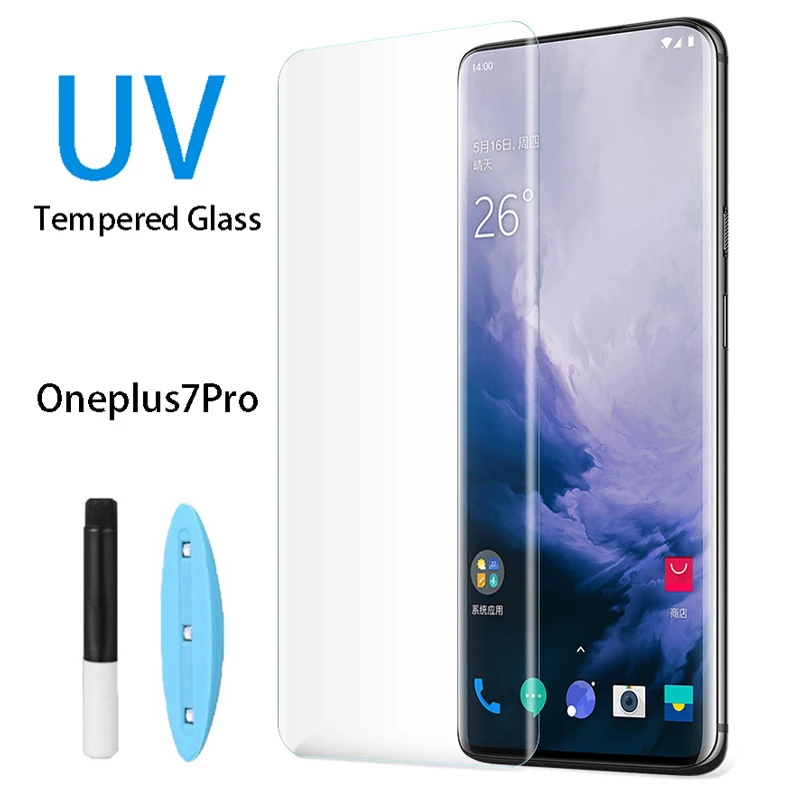 3D УФ Полный Клей протектор экрана изогнутый для OnePlus 7 Pro закаленное стекло 1 +