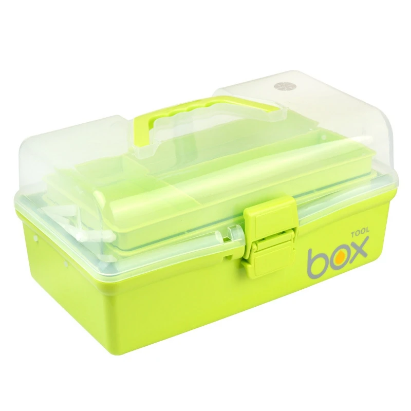 

Three-Tier Medicine Box For First Aid Kit Plastic Folding Chest Organizer For Makeup Stationery Storage Boxes