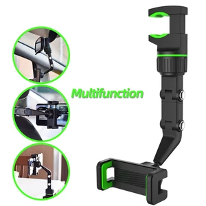 new adjustable car rearview mirror mount phone holder multifunction rearview mirror mobile phone stand seat car phone holder free global shipping